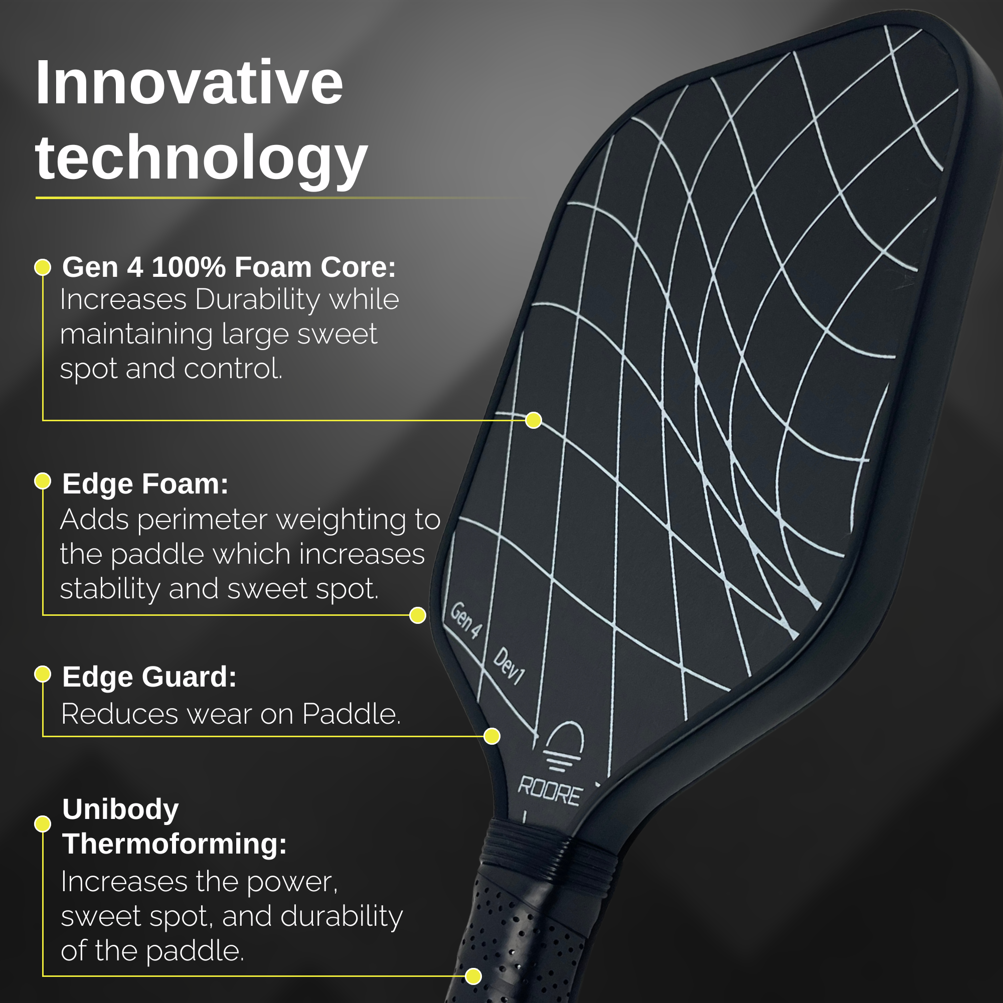 Gen 4 100% Foam Core Elongate T700 Carbon Fiber Pickleball Paddle